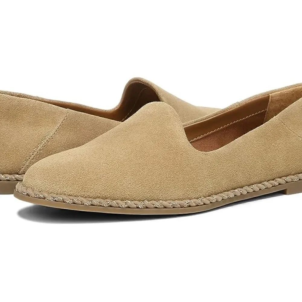 Franco Sarto Jasmine Leather Suede Slip On Flat Sandstone 8 Loafer